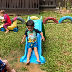 Isaac enjoying the water slide!
