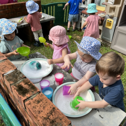 We enjoyed playing in the the mud kitchen!