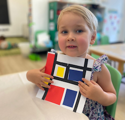 Izzy with her Mondrian paper collage