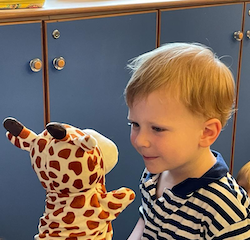 Thomas gave Gerald the giraffe a very warm greeting.