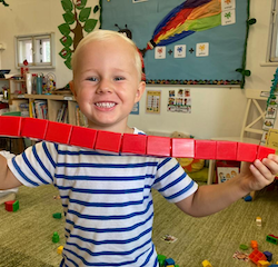 “Look at the long blocks I made” says Monty!