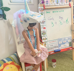 Miss Unicorn Alara during her show and tell!
