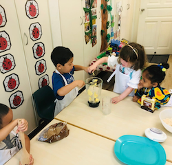 Measuring and teamwork during cookery Monday!