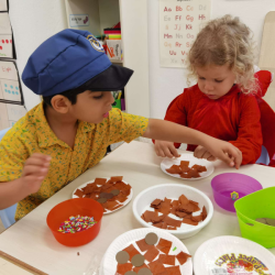 The boys making their cookies.