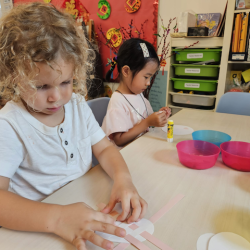 'Weaving' baskets for our craft. 