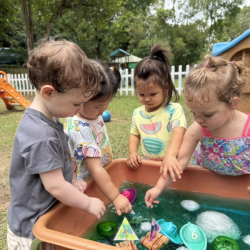 Ice play! We put our boats we made to see if they would float!