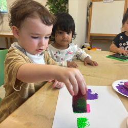 Liam painting his train!