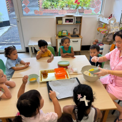 Dragonflies excited for their pineapple tart making. 