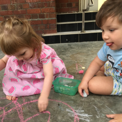 Making our mark in the school porch!