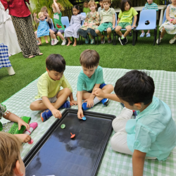 Enjoying some cultural games together. 