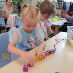 Sophia practising threading and letter sounds together.