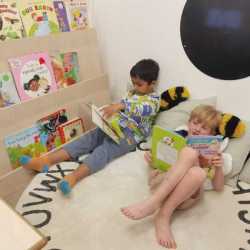 Relaxing in the reading corner.