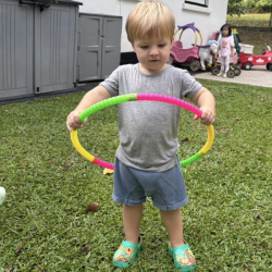 Finlay enjoying playing with the hula hoops!