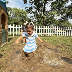 When Skyla found a muddy puddle.