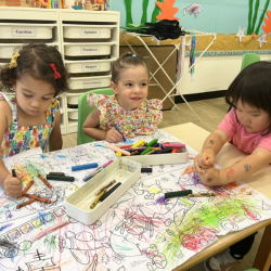 Fun with colours- Alba , Klaudia and Cara getting busy exploring colours. 