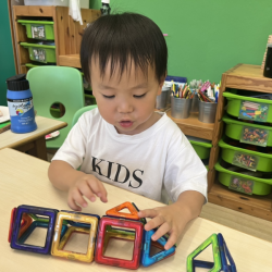 Nate built a train with connectors.