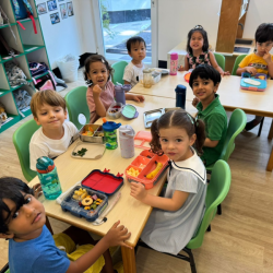 Snack time is always special with friends.