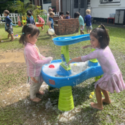 Splish splash  and giggles  Eden all in for Splash time.