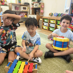 Luca , Lincoln and Enzo having fun exploring with instruments. 