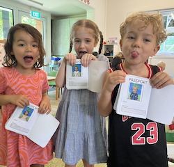 Myla, Esme and Kalle excited to use their passports.