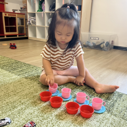 Annie setting up a tea party!