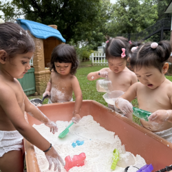 Enjoying playing with flour