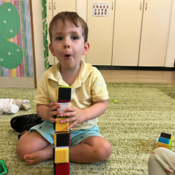 Luca made a big tower.