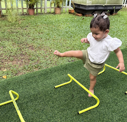 Skyla having a go at hurdles!