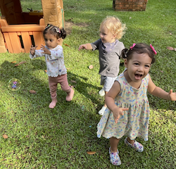 Imaan, Kingston and Alba catching bubbles!