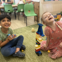 Archish and Kate built the Eiffel Tower using blocks. 