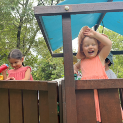 Captain Tilly and Ruhi having fun on the pirate ship