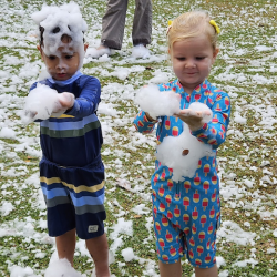  Mateo and Eleanor having fun with Snow Blizzard.