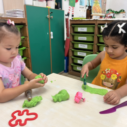 Tahlia and Kainaat getting creative with play dough. 