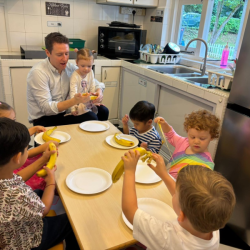 Dragonflies having a fun fruity session with Micheal, Kate’s dad .