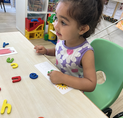 Anaya enjoys learning and writing letters!
