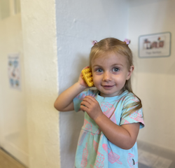 Annabel had to take an important phone call this morning during free play time.