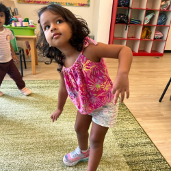 Ruhi loves music and movement.