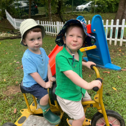 Thomas and Zach are going on a ride together.