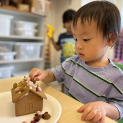 Decorating our gingerbread house!