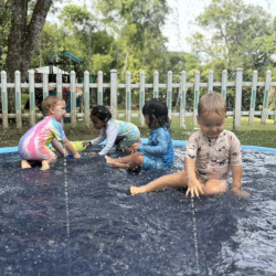 Enjoying the sprinklers!