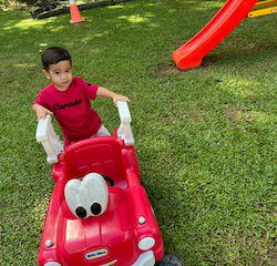 Mateo and his favourite car!